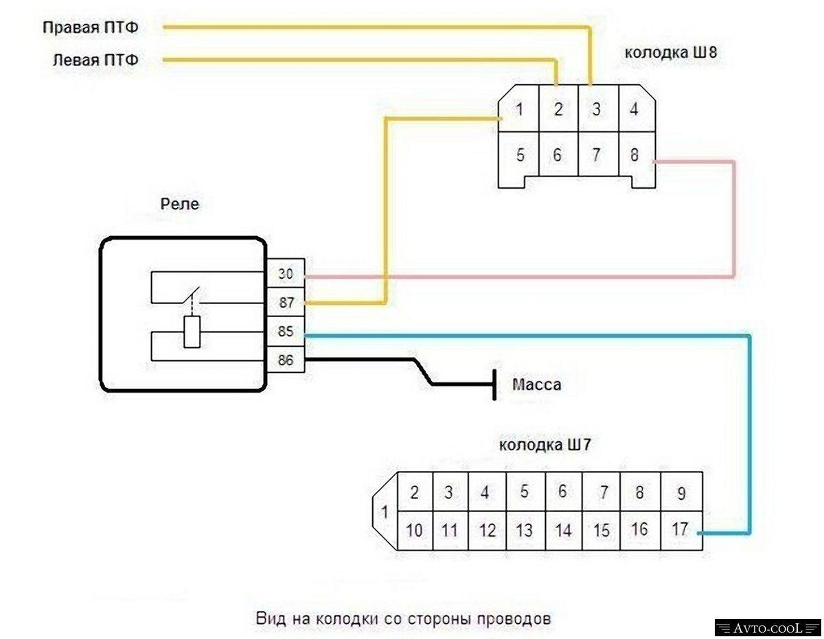 Схема подключения птф 2114 через блок предохранителей