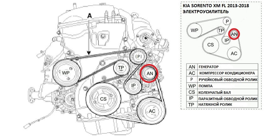 Схема установки приводного ремня CR-V III