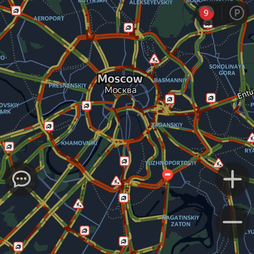 Карта москвы сейчас. Пробки 9 баллов. Moscowmap.