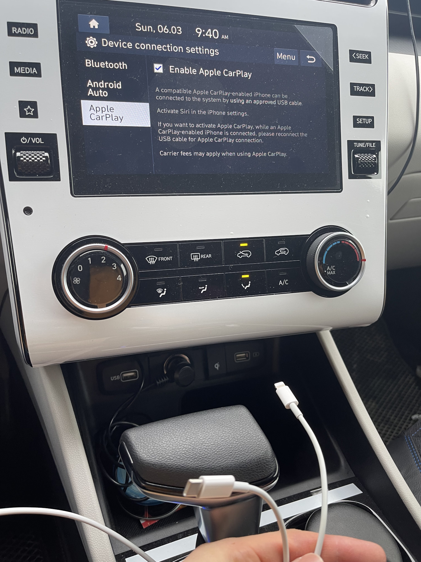 Как подключить Apple CARPLAY Hyundai Santa Fe.