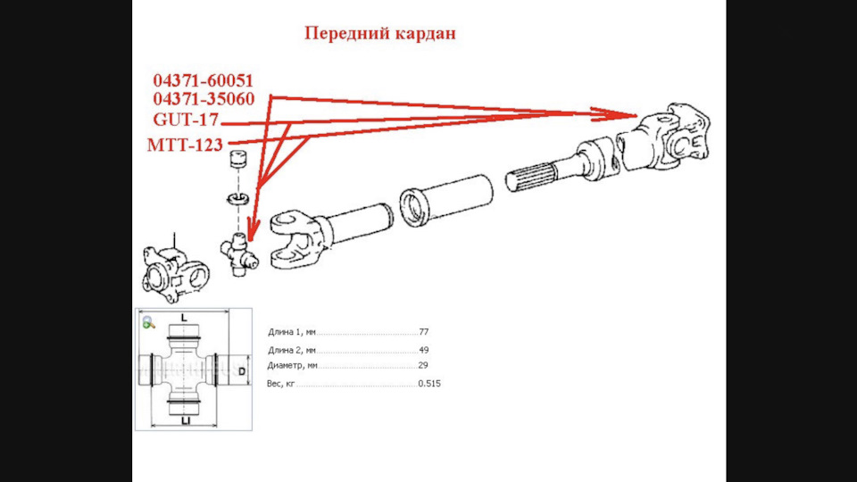 Замена крестовин — Toyota Land Cruiser Prado 90series, 3 л, 1998 года