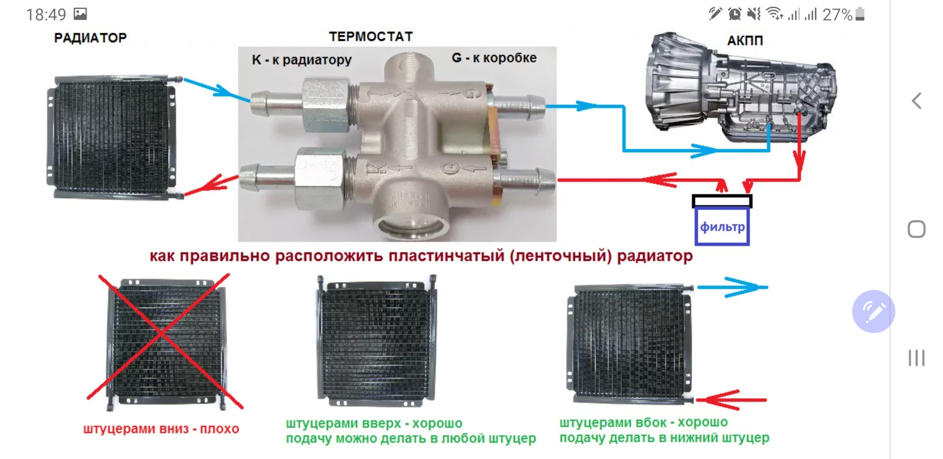 Схема подключения дополнительного радиатора вариатора