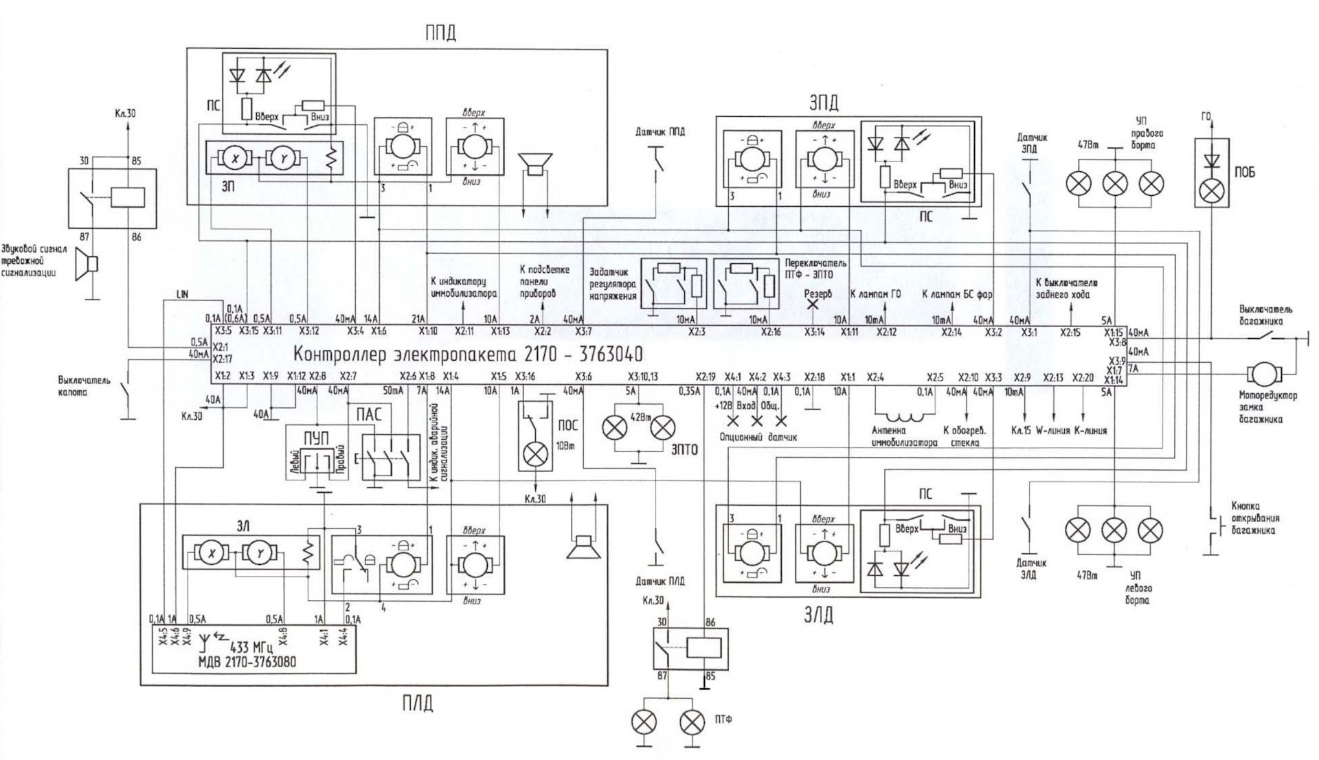 0.1. Электросхемы. Распиновка Блока Комфорт — Lada Приора седан, 1,6 л ...