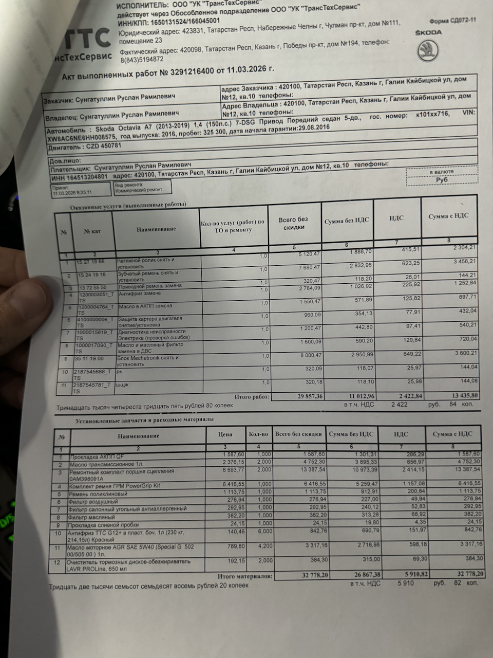Фото в бортжурнале Skoda Octavia A7 Mk3. Запчасти на фото: 2026825, 152719, 351119