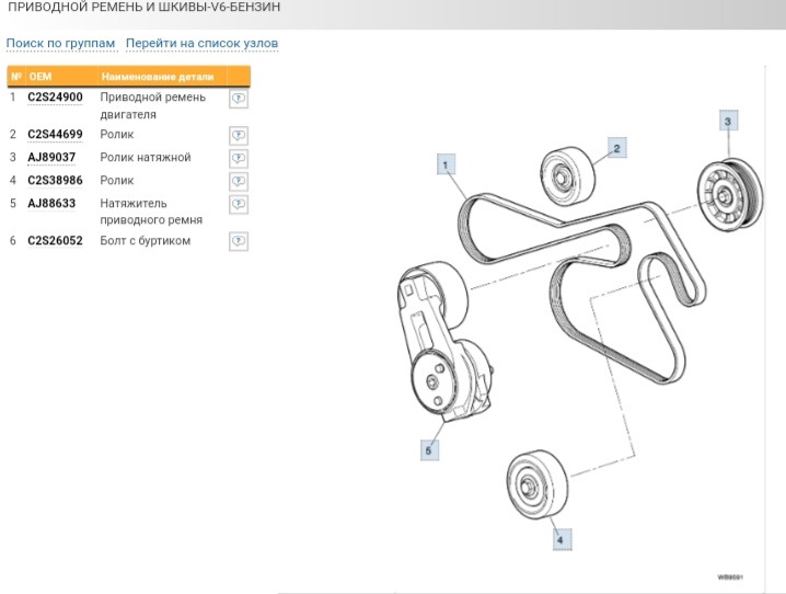 Ягуар схема приводного ремня