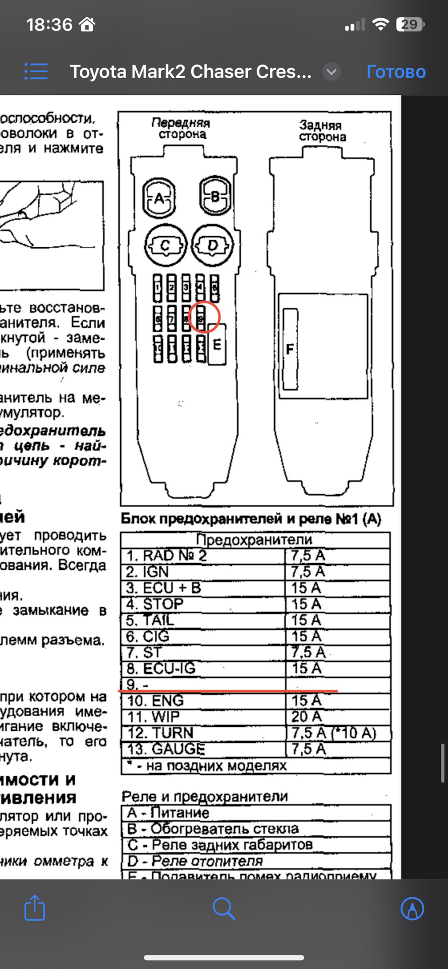 Предохранитель птф gx81 — Toyota Mark II (80), 2 л, 1988 года ...